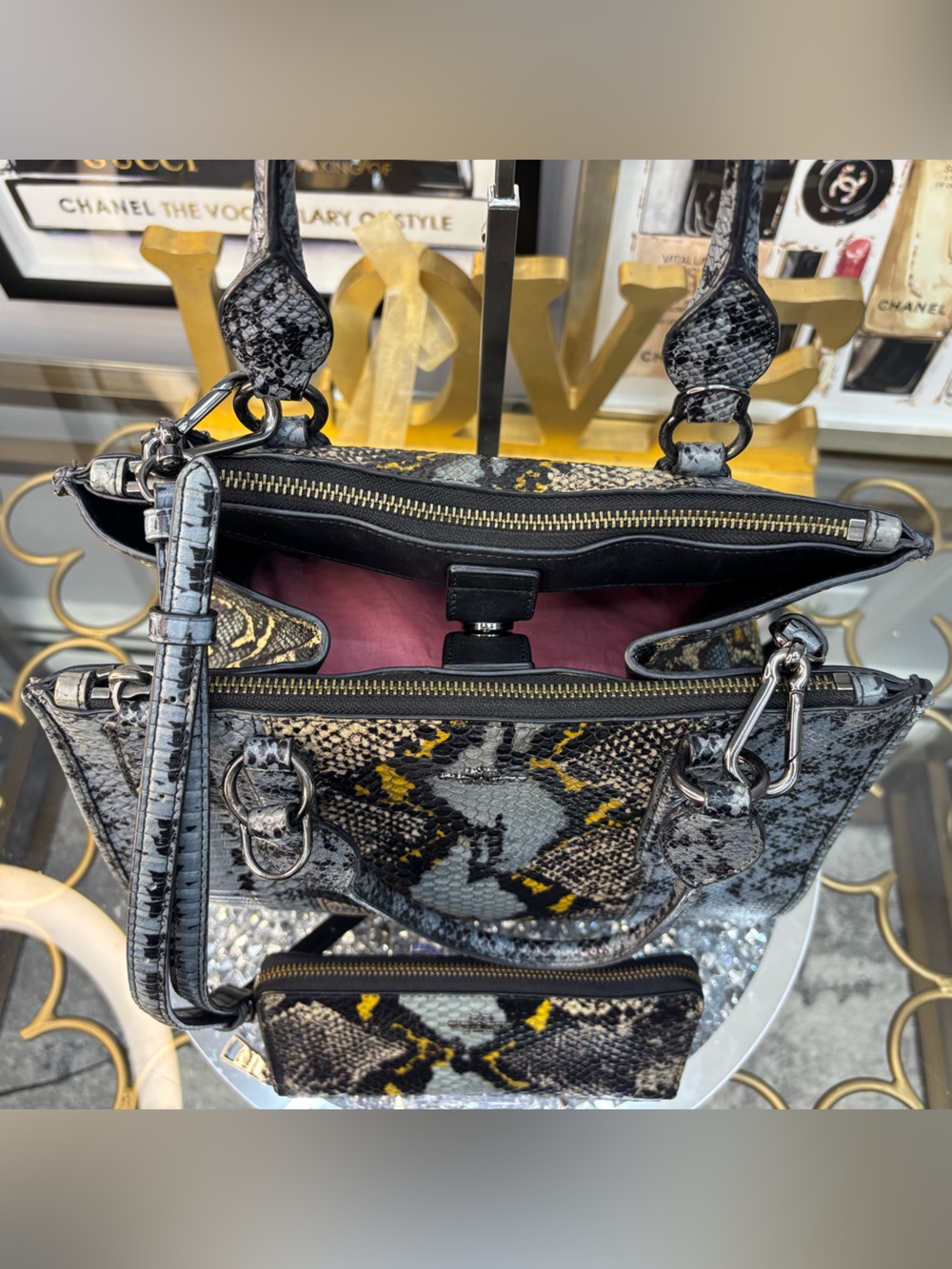Coach 2015 Crosby Python embossed carryall EUC - Picture 5 of 15